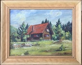 Vintage Canadian School impressionist landscape 1948 signed oil painting