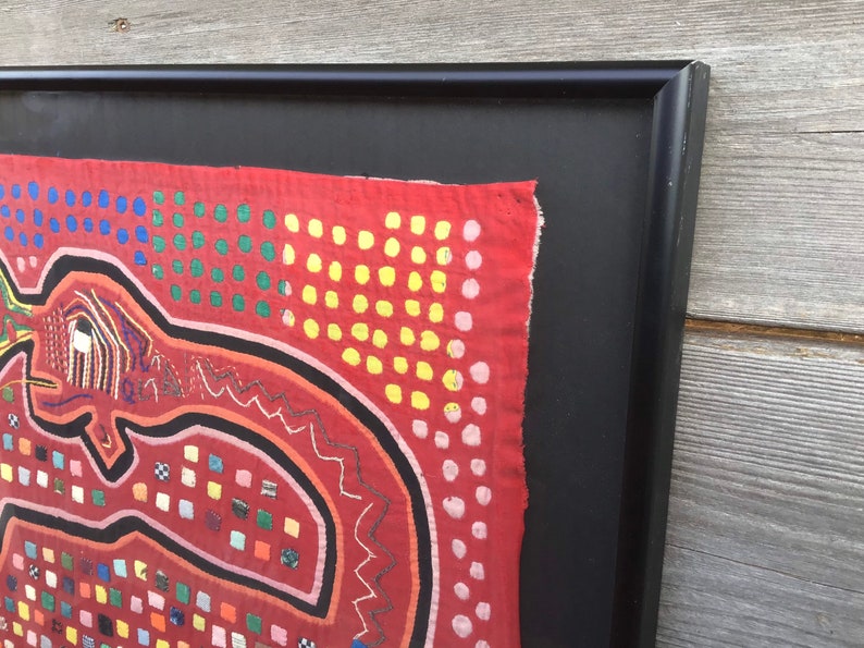 Vintage Molas Kuna Indian San Blas Islands Panama Framed Wall Art Cuna