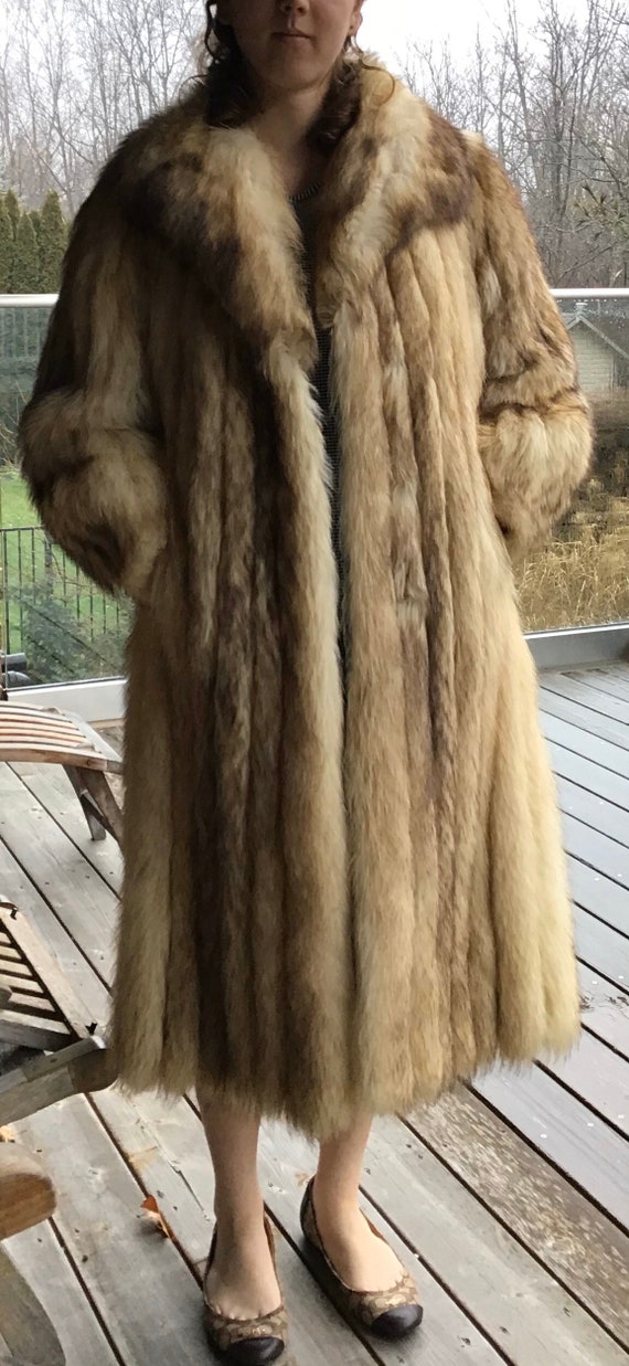 Exquisite Arctic fox fur full length winter coat M