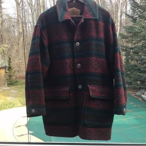 Vintage 90s Woolrich Aztec Wool Zipper Jacket Native Navajo