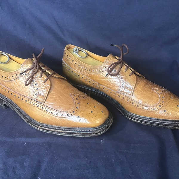 Vintage long wing tip exotic style textured leather mens shoes Owens & Elmes Ltd