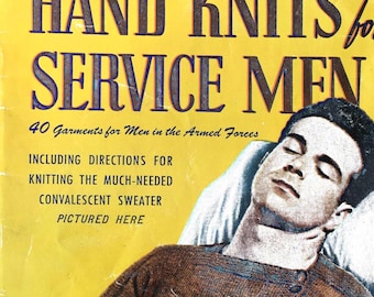 1944 40s WWII Hand Knits For Service Men 40 Garments Knitting Instruction Vintage Pattern Book 47pgs - ebook PDF Download