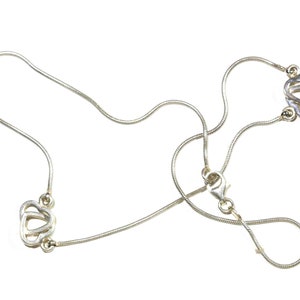 Vintage Sterling Silver 925 Italy 17&quot; Long Open Heart Snake Chain Link Necklace
