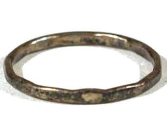 Vintage Sterling Modernist Minimalist Faceteed Silver Band Ring - Pink or Childs Ring