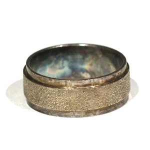 Vintage Sterling Two Texture Wedding Silver 925 Band Ring