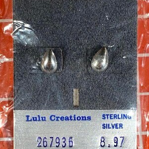 1980s Vintage DEADSTOCK LULU CREATIONS sterling silver small tear drop droplets unisex men’s women’s earrings