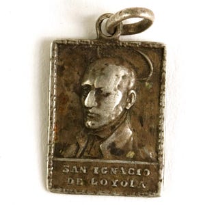 Antique San Ignacio de Loyola Silver Religious Charm Medal