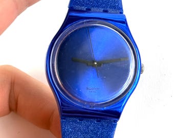 Swatch Gent GS144 Intense Blue Clean Working Unisex Wristwatch Working (arthur)