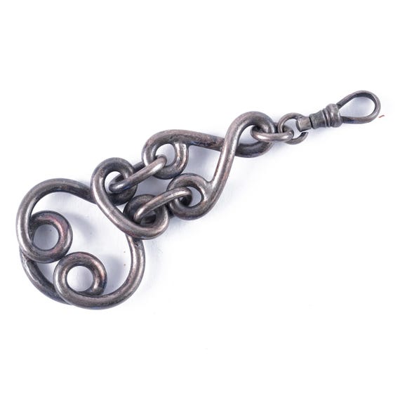 Antique Victorian Silver Interlocking Handmade He… - image 1