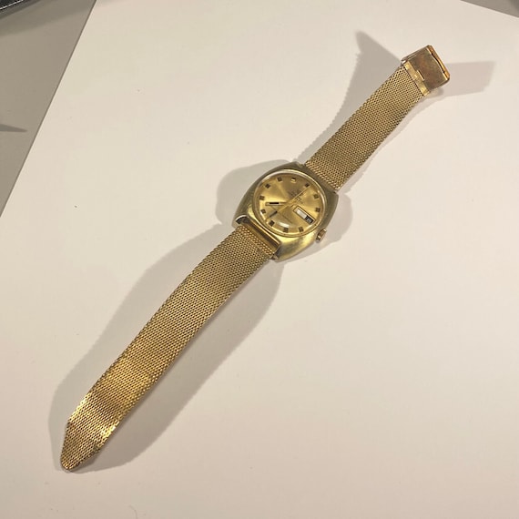 Vintage Cimeqa Agromatic 25 Wind up Wrist Watch Day Date Mesh Band Etsy