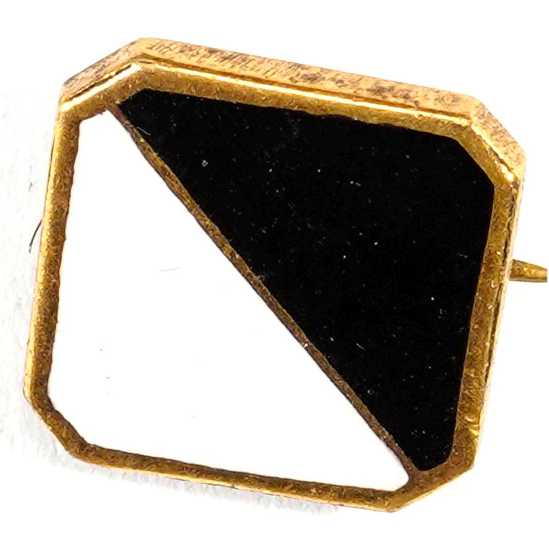 Gold Square Pin Vintage Small Black and White Split Gold Filled Square Enamel Pin - Etsy