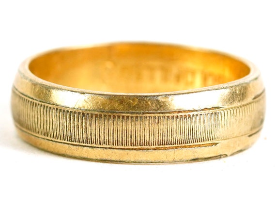 Vintage 10k Gold Filled Striped Two Texture Weddi… - image 1