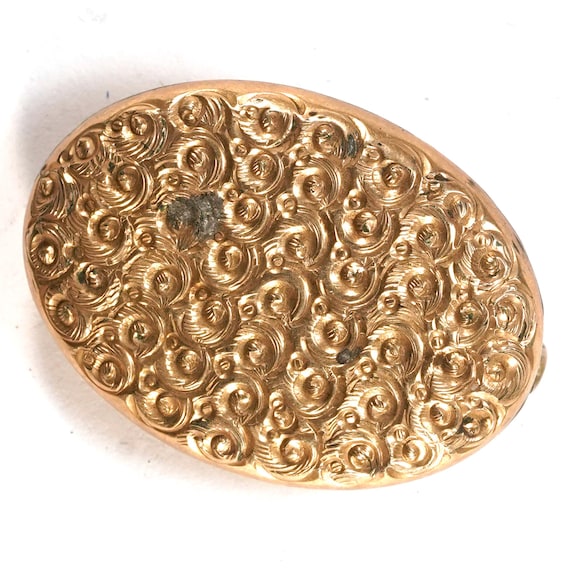 Antique Gold Filled Scroll Feather Pattern Textur… - image 1