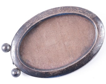 Vintage Sterling Decorative Oval Footed Glass Plain Minimal Picture Frame - Stand Up