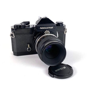 Nikon Nikkormat FT2 35mm Film SLR Camera Black Body + Nikon 55mm f/2.8 Micro Prime Manual Lens Tested Working