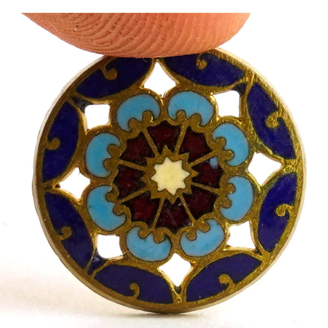 Antique Cutwork Cutout Champleve Floral Enamel Small Button - Etsy