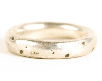 Vintage Sterling Smooth Speckled Minimalist Silver Wedding Stacker Band Ring