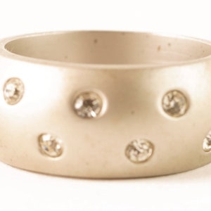 Vintage Sterling Smooth 18k Gold Electroplate CZ Band Ring