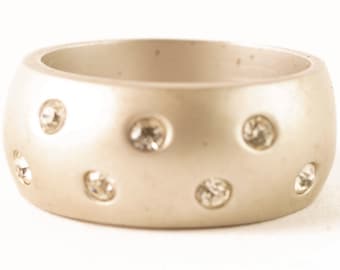 Vintage Sterling Smooth 18k Gold Electroplate CZ Band Ring