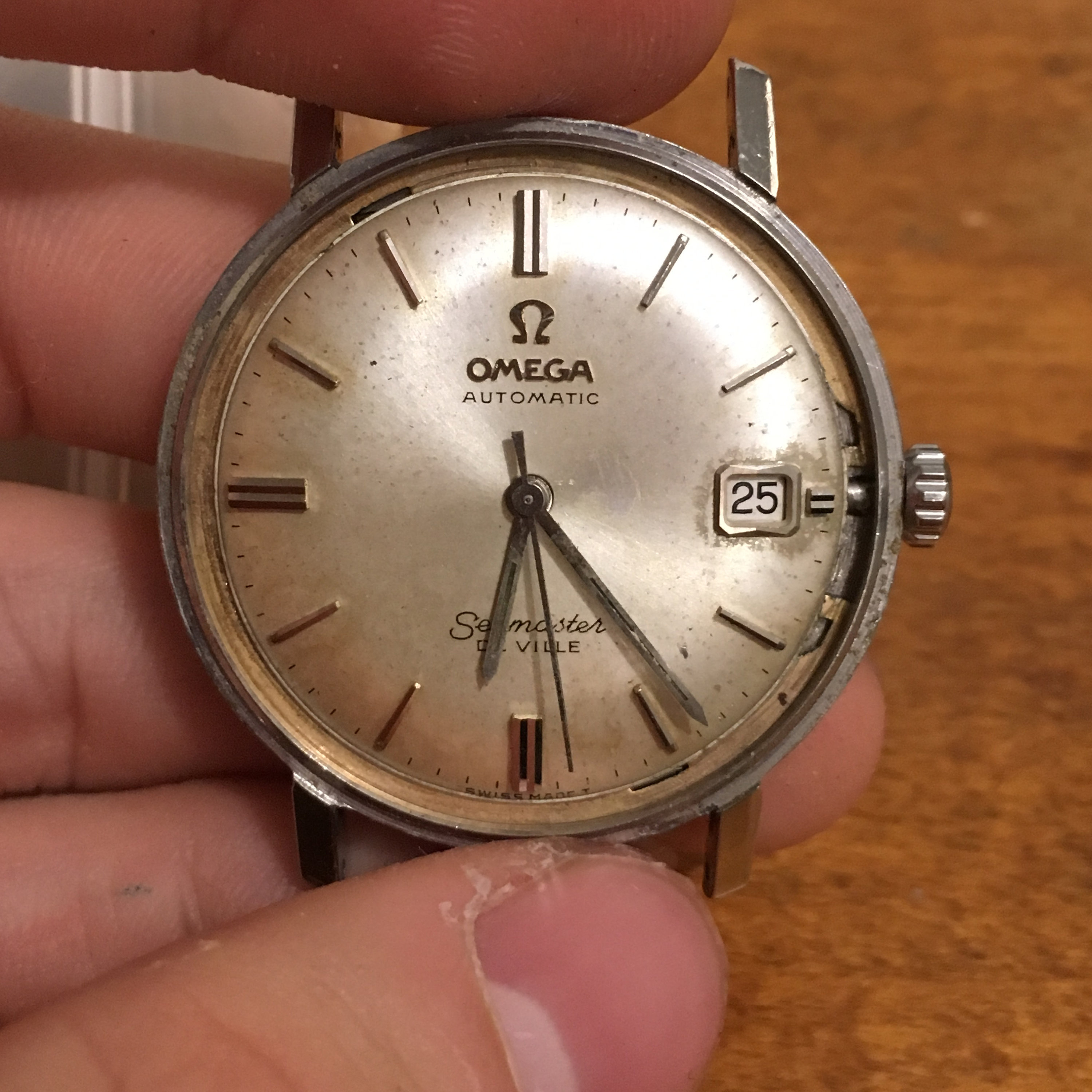 Vintage 1960s Omega Seamaster DeVille Automatic Watch 14K Bezel SS Back atelieryuwa.ciao.jp