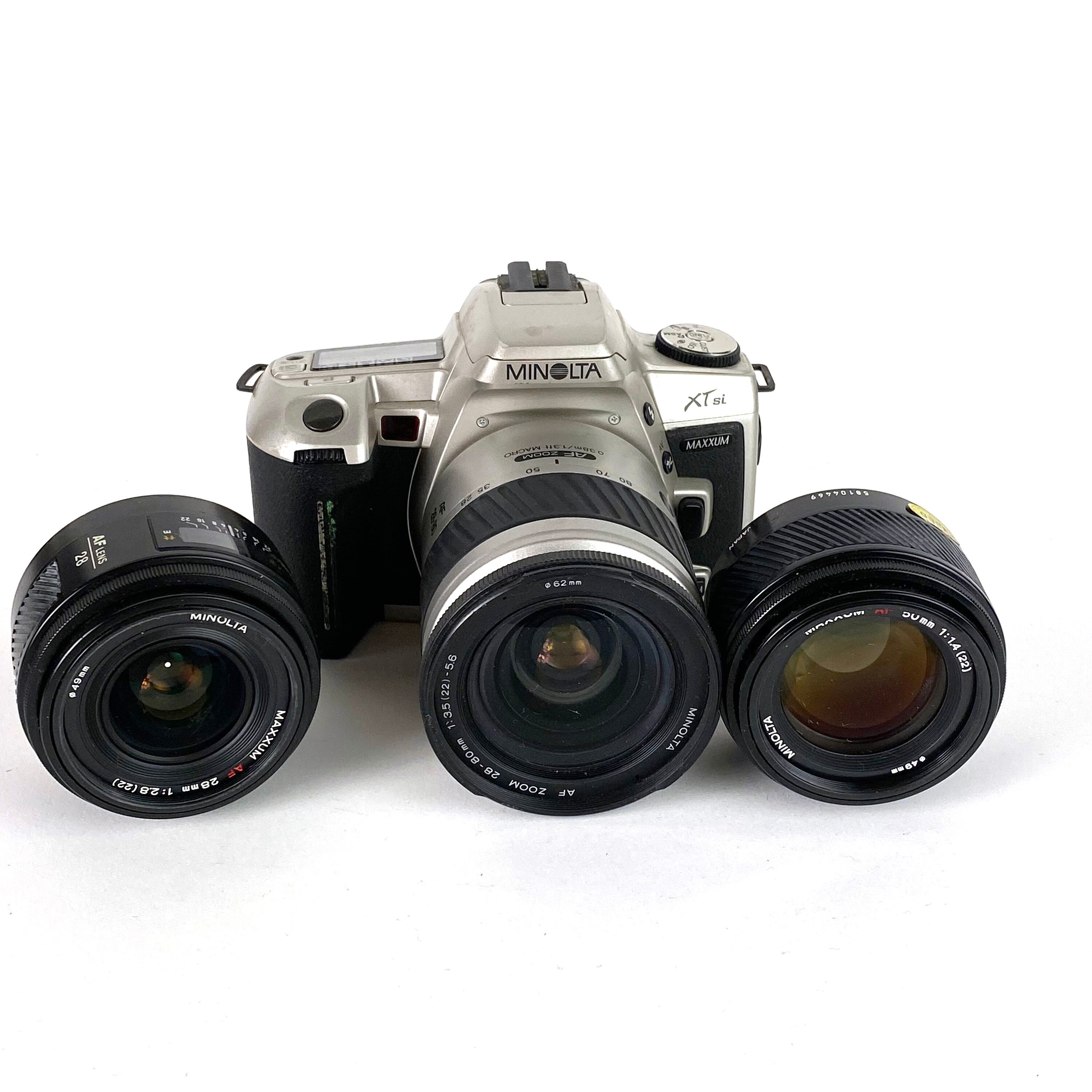 Minolta Xtsi Maxxum 35MM SLR Film Camera Kit W 28-80MM Lens Tested