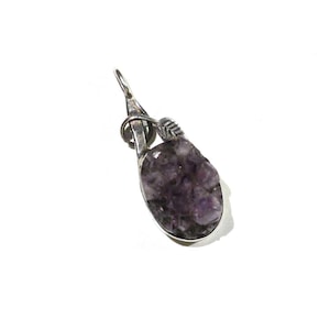 Vintage Purple Raw Exposed Amethyst Sterling Silver Modernist Minimalist Pendant