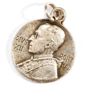 Vintage Catholic Pope Pius XII Double-Sided Virgin Mary Charm Medal • PONT MAX Religious Charm Medal