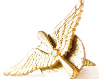 Vintage 1940s WWII US. Army Air Force Flight Wings Sterling Silver