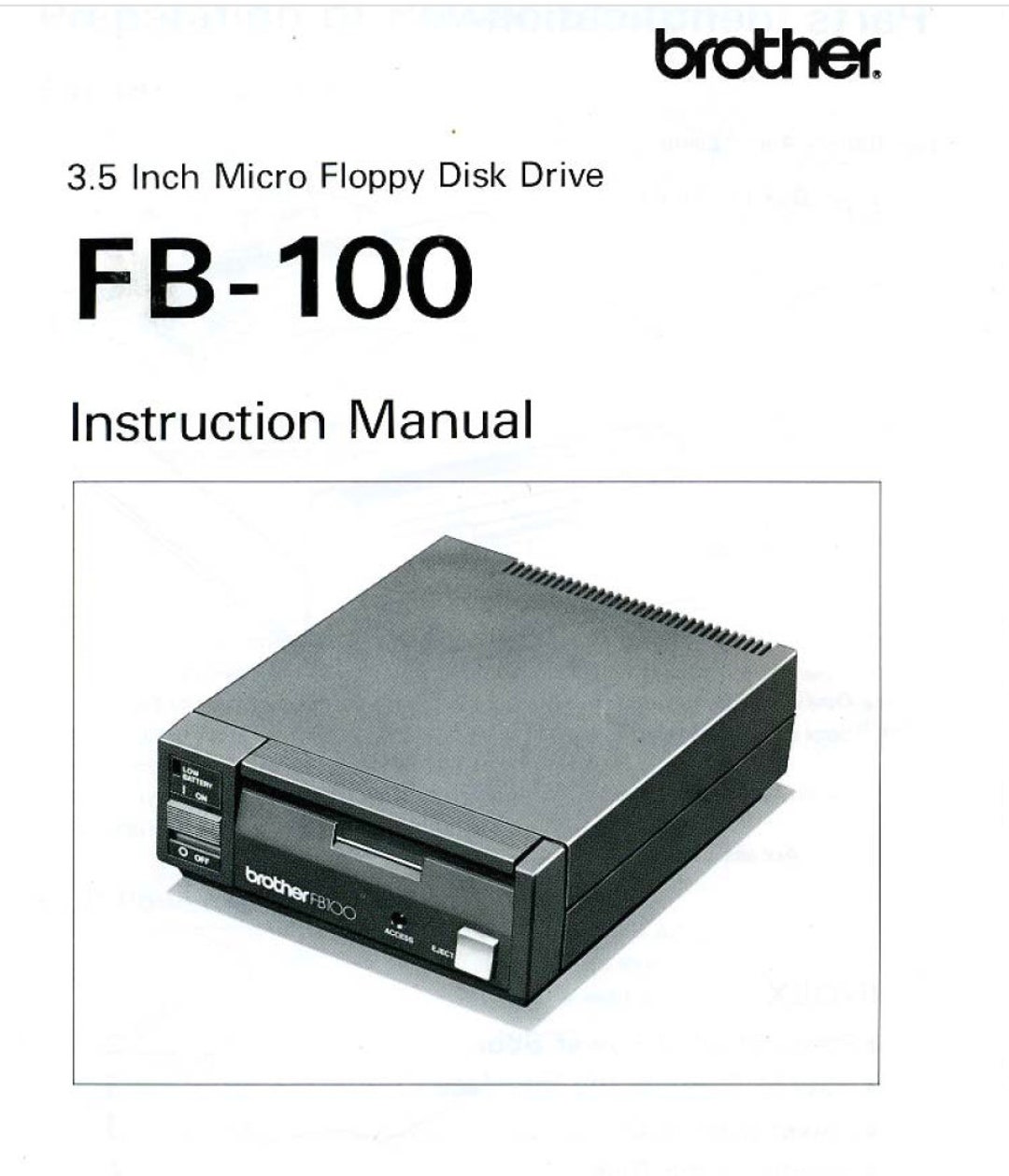 Brother FB100 Floppy Disk Drive Instruction Manual for Electronic