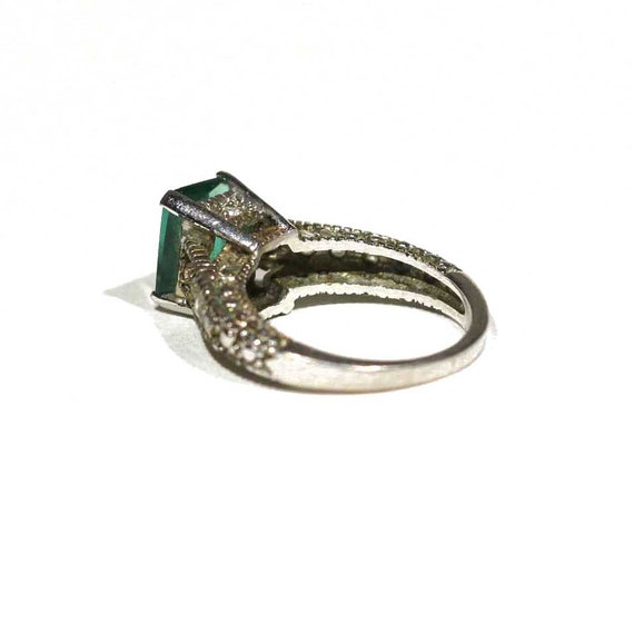 Vintage Green Emerald Style Stone or Glass CZ Eng… - image 2