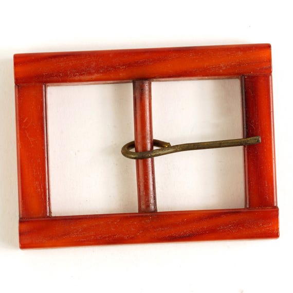 Vintage Red Bakelite ? Rectangular Geometric Bloc… - image 1