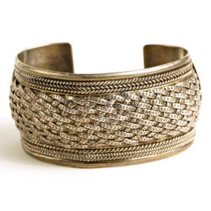 Vintage LARGE Indonesia Bali Sterling Woven Chain Silver Bracelet