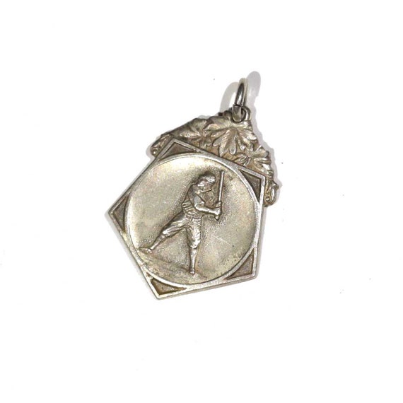 Vintage A. G. Spalding & Bros Baseball Player Diamond Home Base Sterling  Silver Pendant Medal 