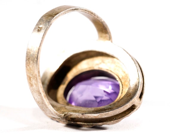 Vintage Purple Amethyst Sterling Silver Ornate Re… - image 2
