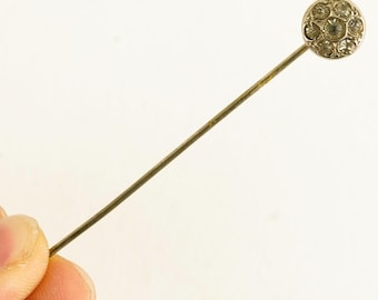 Antique Frame Rhinestone Whimsical Swirl Art Nouveau Stick Pin