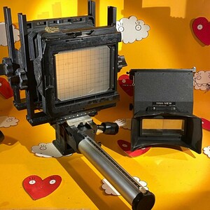 Vintage Toyo Reflex View Binocular Focusing mirror hood with 4x5 Camera
