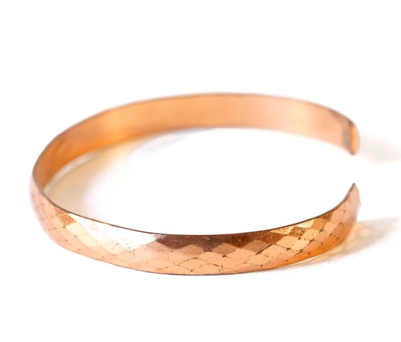Vintage Solid Copper Handmade Geometric Fascited … - image 2