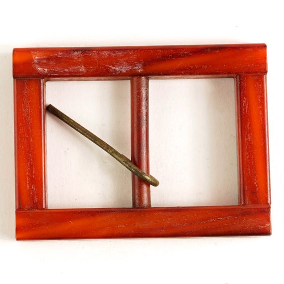 Vintage Red Bakelite ? Rectangular Geometric Bloc… - image 2