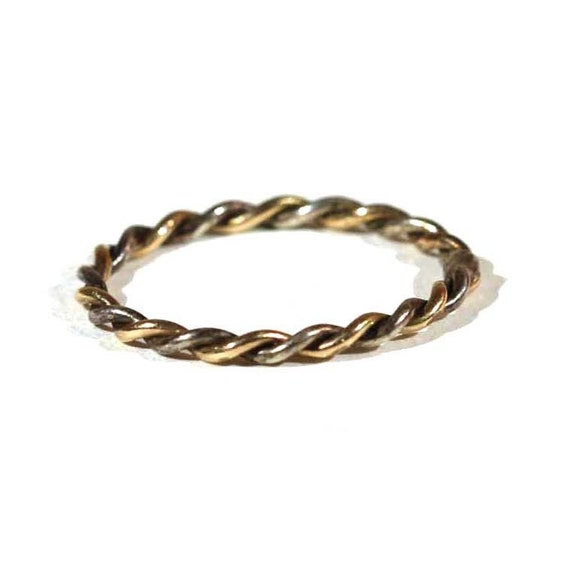 Vintage Handmade Gold And Sterling Double Twisted… - image 1