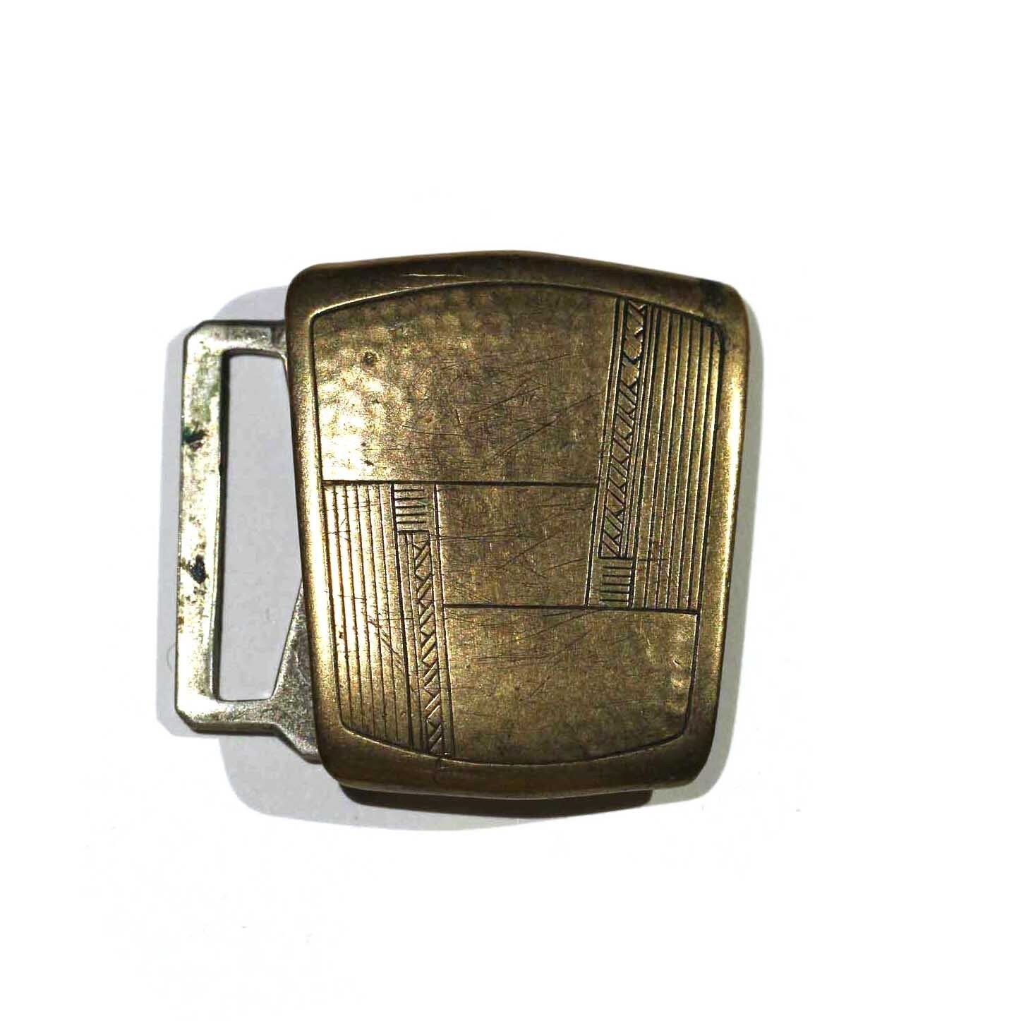 Heavy Retro Solid Brass Pin Belt Buckle Carving Top Thick Designer