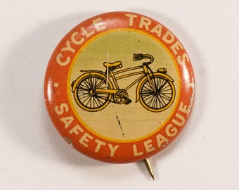 Cycle Trades of America Safety League Bicycles Cycling Pin Pinback Button