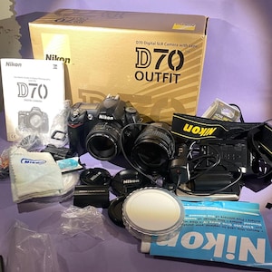 Nikon D70 Outfit Digital SLR Camera w/ 18-70mm Nikkor Lens in Original Box + Nikon Nikkor 50mm 1.8D Lens