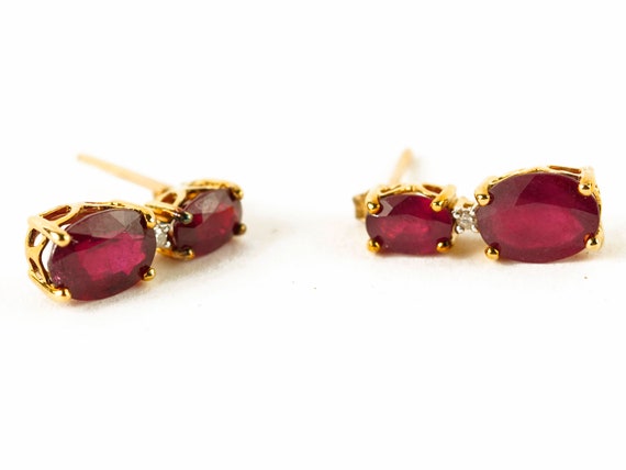 Vintage 10k Yellow Gold Diamond and Red Ruby Retr… - image 1
