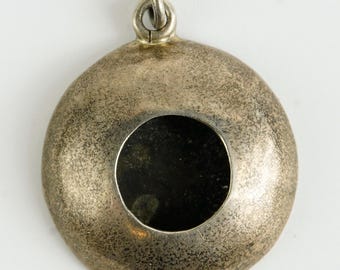 Vintage Sterling Round Open Hole Dome Silver Pendant