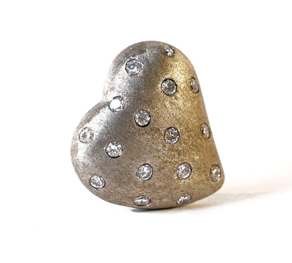 Vintage Sterling Modernist Minimalist Puffy Heart… - image 1