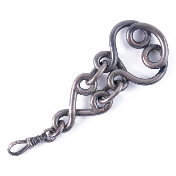 Antique Victorian Silver Interlocking Handmade He… - image 2