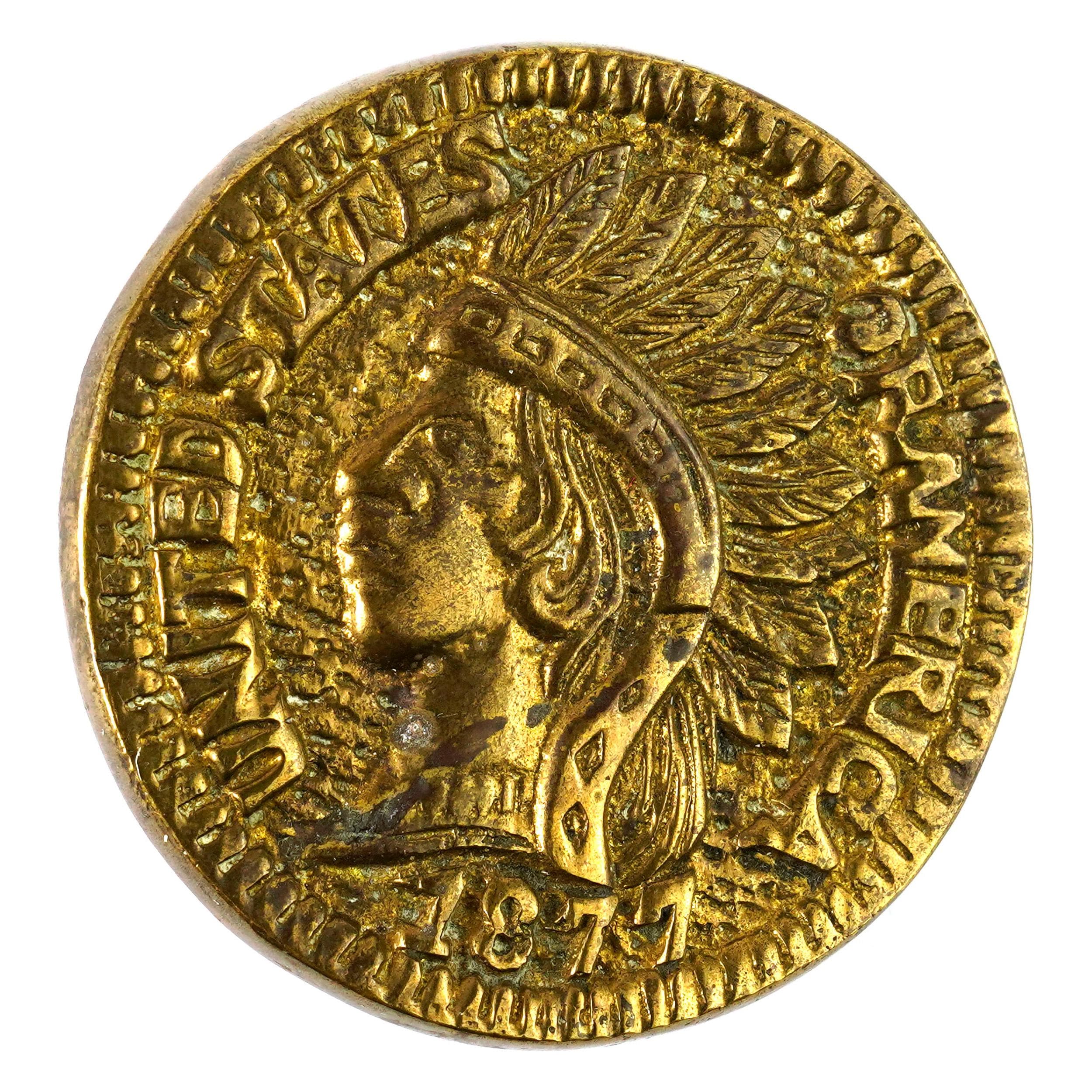 Boucle De Ceinture Indian Penny - Paillettes Dorées - Thème USA - Occasion - Sans Marque