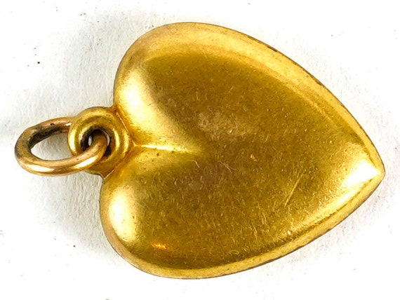 Vintage 14k Yellow Gold Smooth Scroll Gold Heart … - image 2