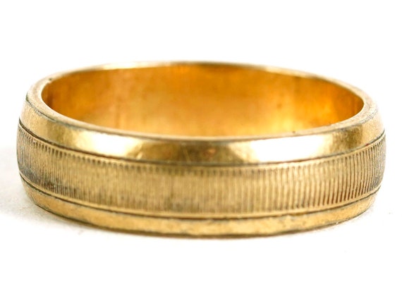 Vintage 10k Gold Filled Striped Two Texture Weddi… - image 4