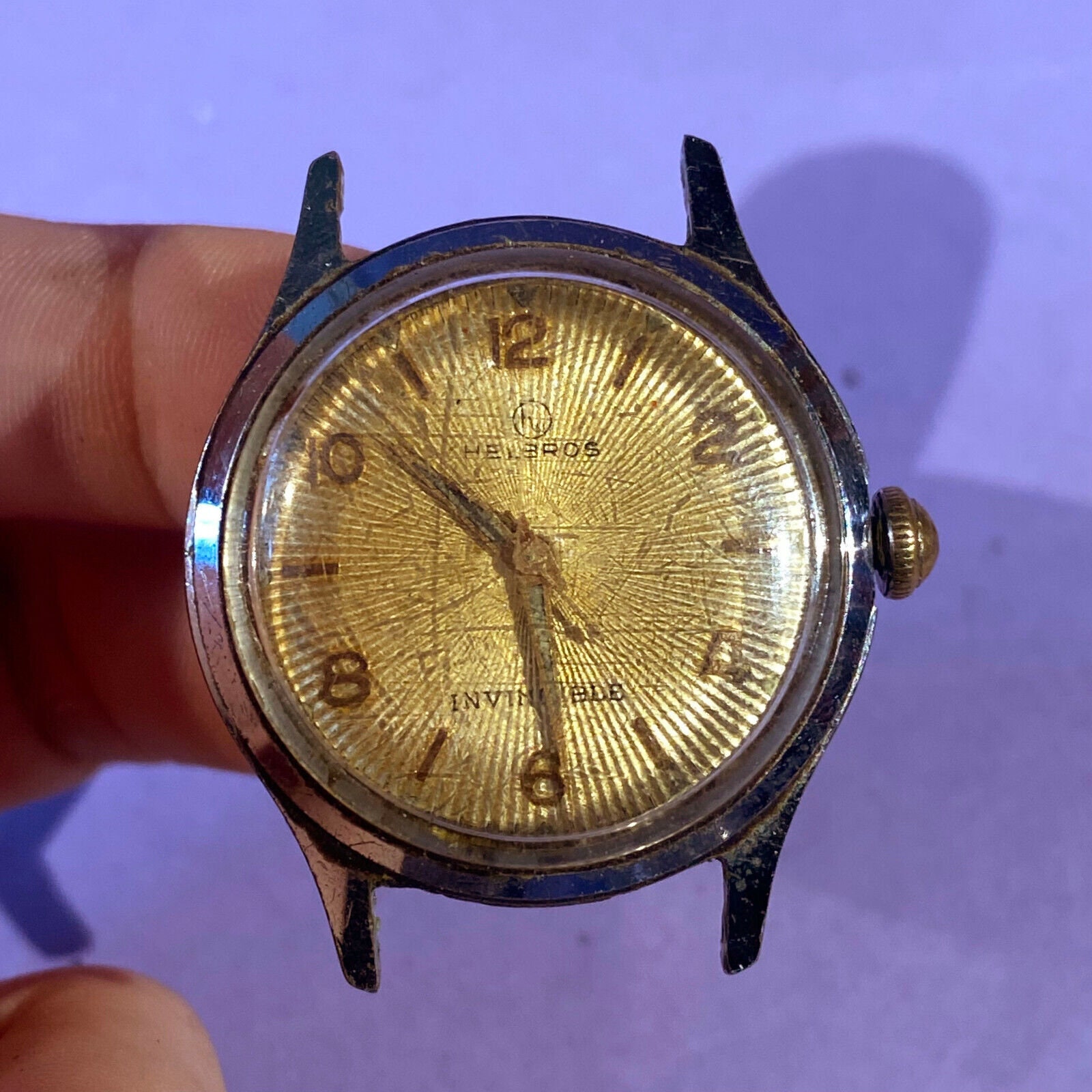 高級感 Vintage 50s 60s HELBROS Invincible 17 Jewels Men's Watch アナログ(手巻き)